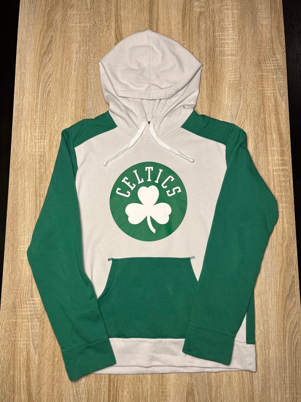 Boston Celtics Men's Fanatics Gray Kelly Green Colorblock Pullover Hoodie S